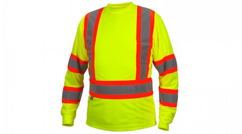 Long sleeve moisture wicking t-shirt in lime - large