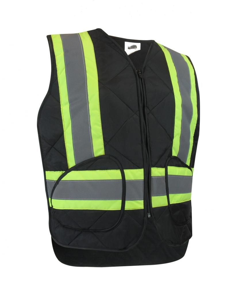 QUILTED NYLON FREEZER VEST WITH REFLECTIVE STRIPES