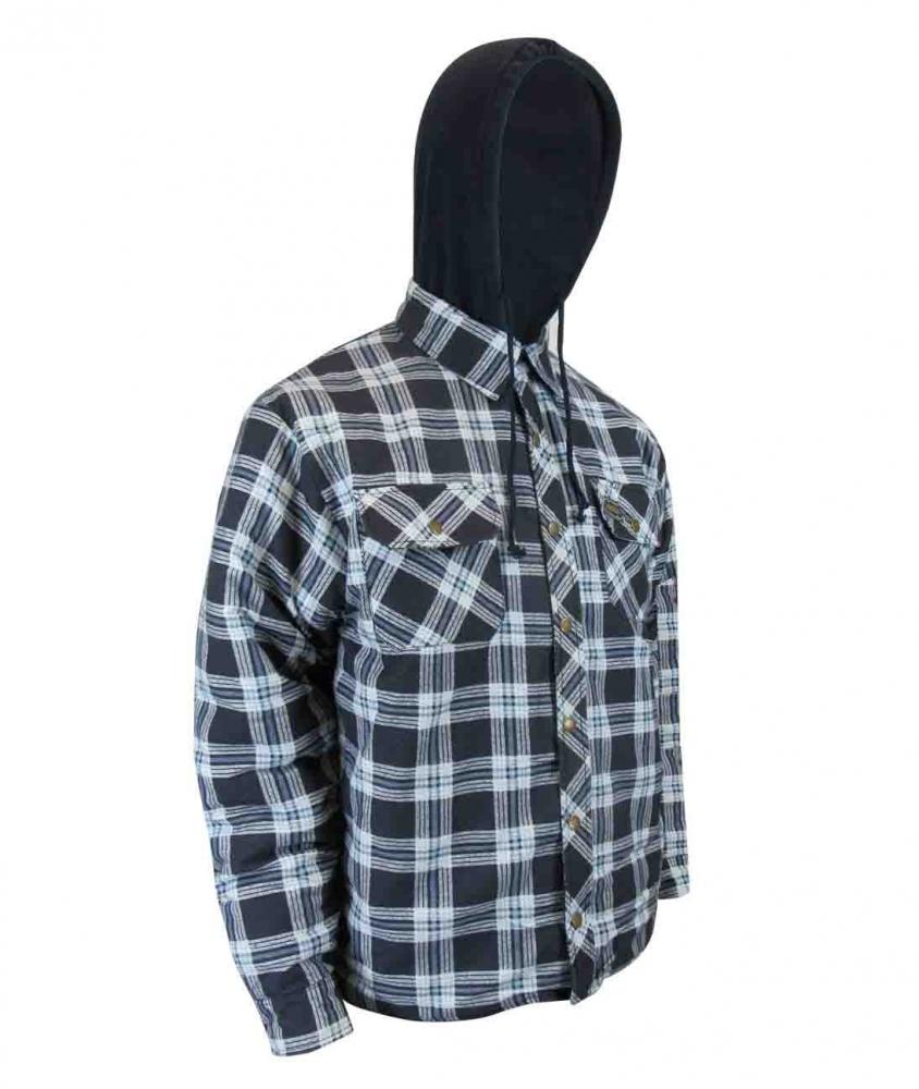 QUILTED FLANNEL SHIRT WITH HOOD AND RUSTPROOF SNAPS