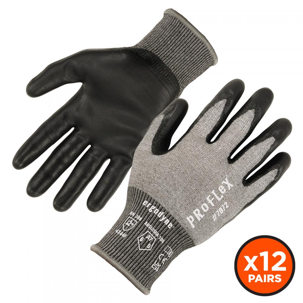 7072 12-pair M Gray ANSI A7 Nitrile Coated CR Gloves