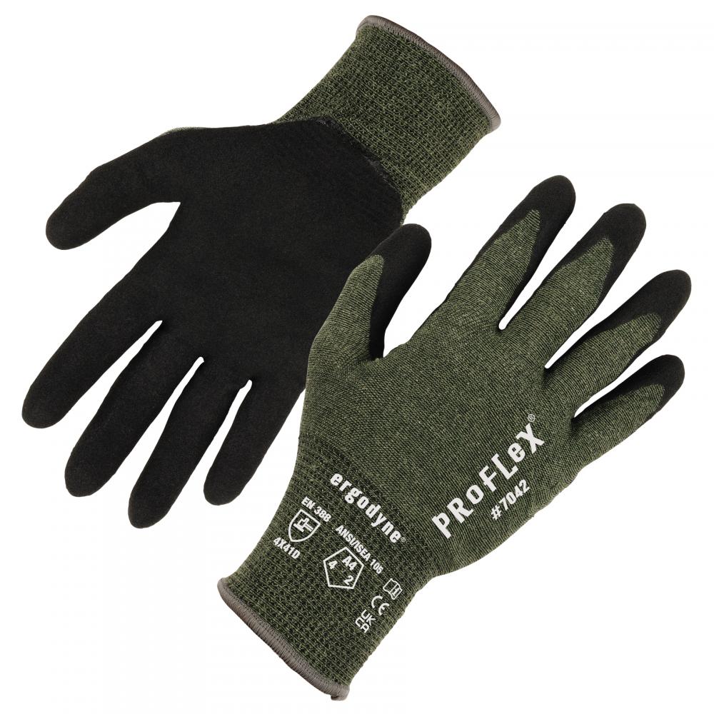 7042 1-pair M Green ANSI A4 Nitrile Coated CR Gloves