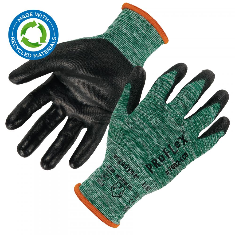 7002-ECO 1-pair M Green PU Coated Gloves Recycled