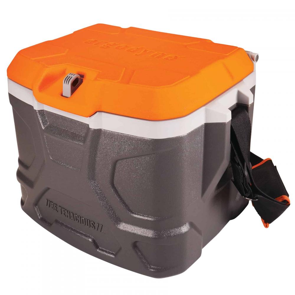 5170 Single Orange and Gray Industrial Hard Sided Cooler - 17 qt