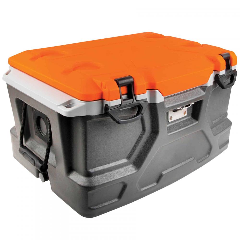 5171 Single Orange and Gray Industrial Hard Sided Cooler - 48 qt
