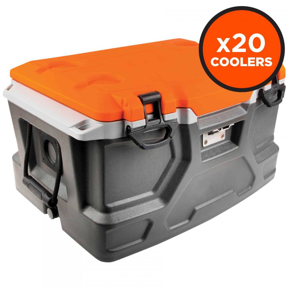 5171 Pallet of 20 Orange and Gray Industrial Hard Sided Cooler - 48 qt