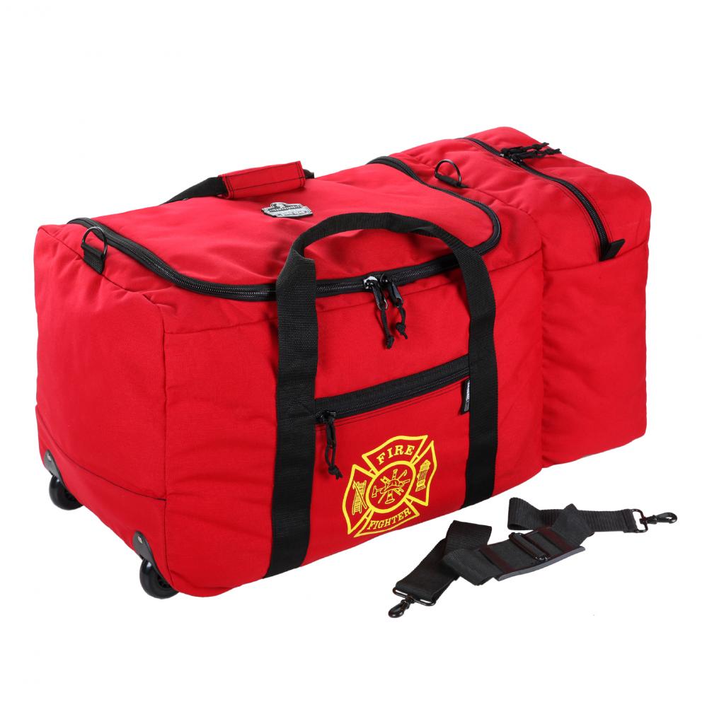 5005W Red Wheeled Firefighter Turnout Bag - 117L