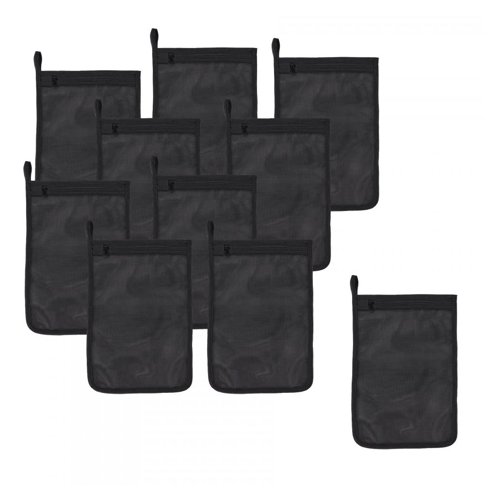5718 Black Zippered Mesh Wash Bag 10-Pack