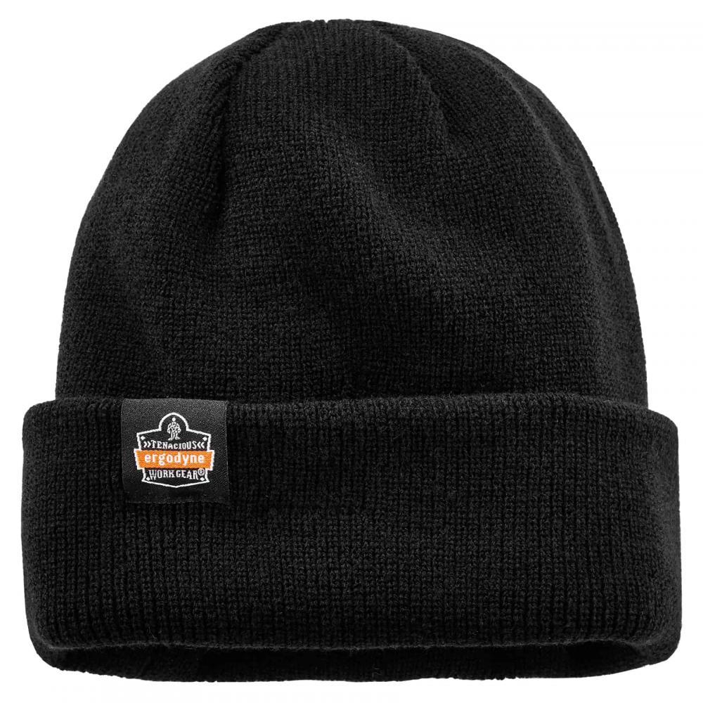 6811Z Black Rib Knit Hat - Zipper for Bump Cap Insert