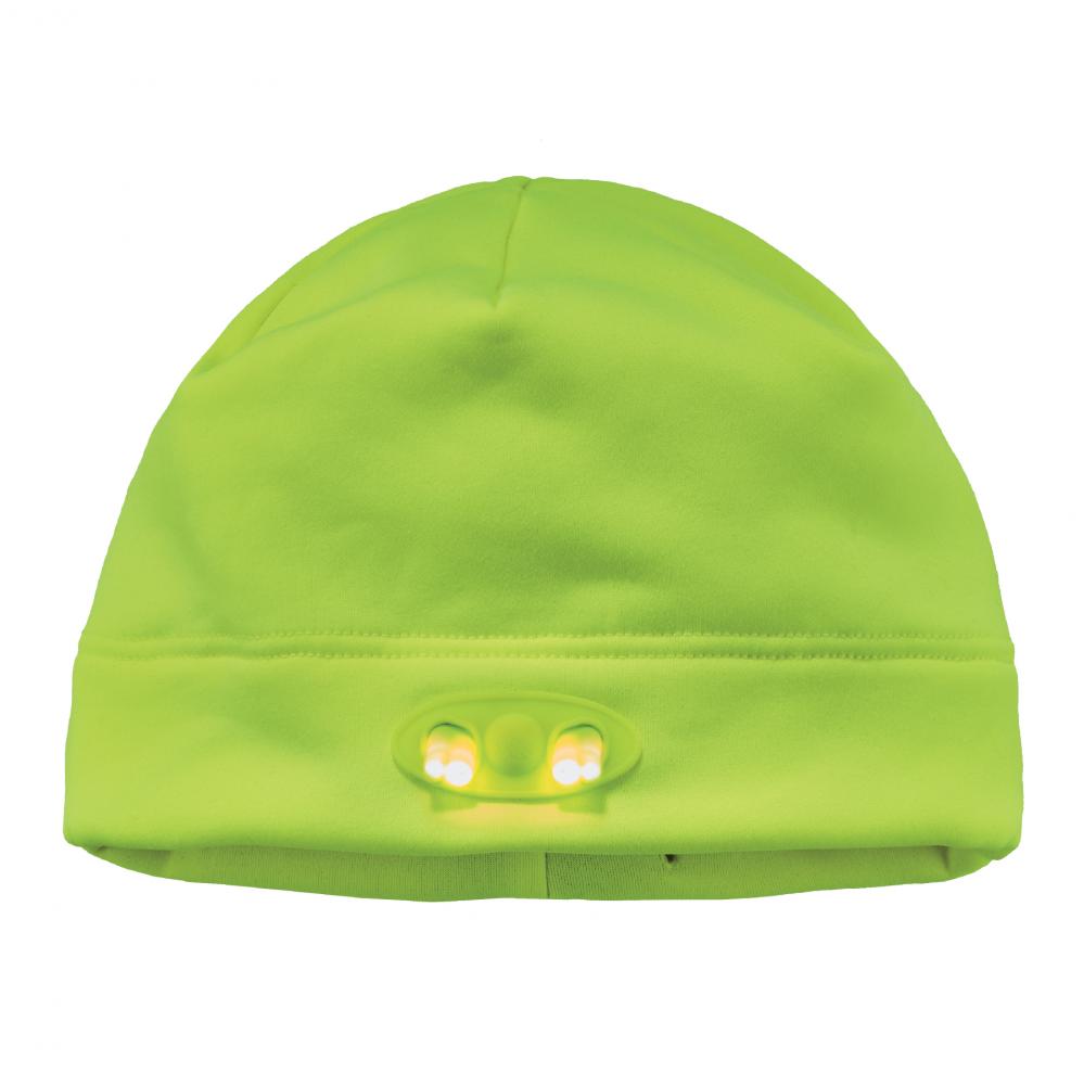 6804 Lime Skull Cap Winter Hat with LED Lights