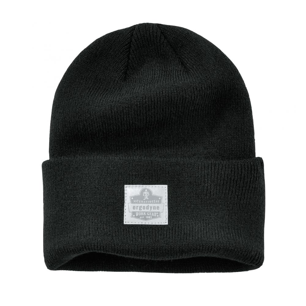 6806 Black Cuffed Rib Knit Winter Hat