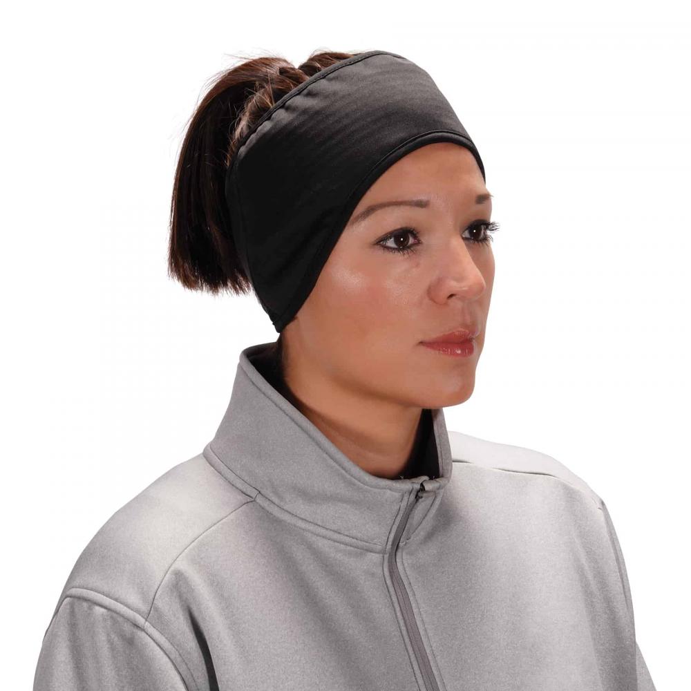 6887 Black 2-Layer Winter Headband - Fleece Spandex