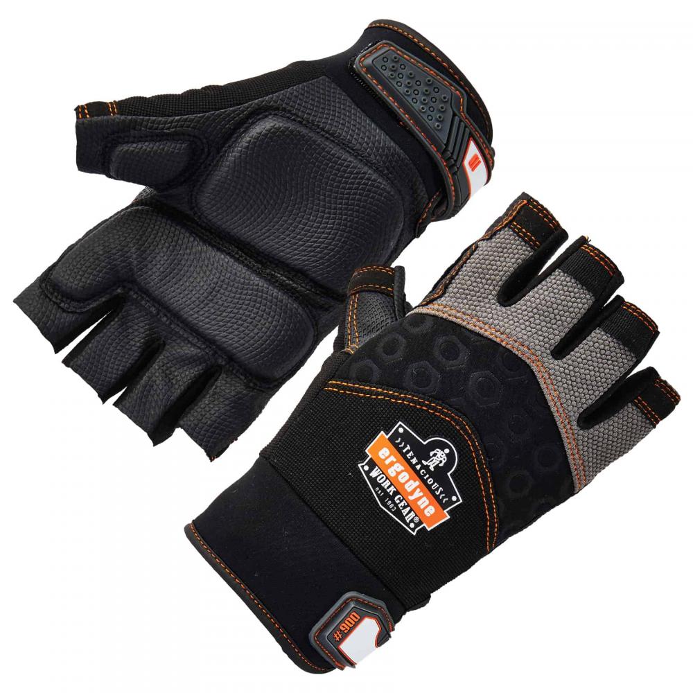 900 L Black Half-Finger Impact Gloves