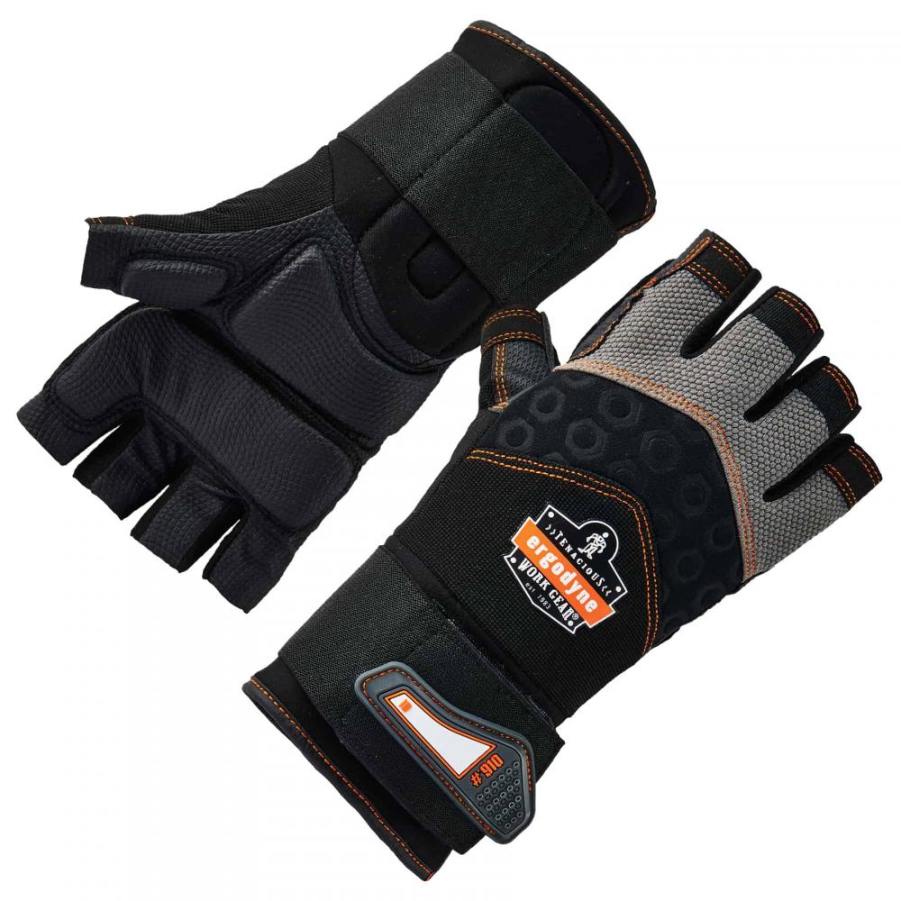 910 S Black Half-Finger Impact Gloves Wrist Support