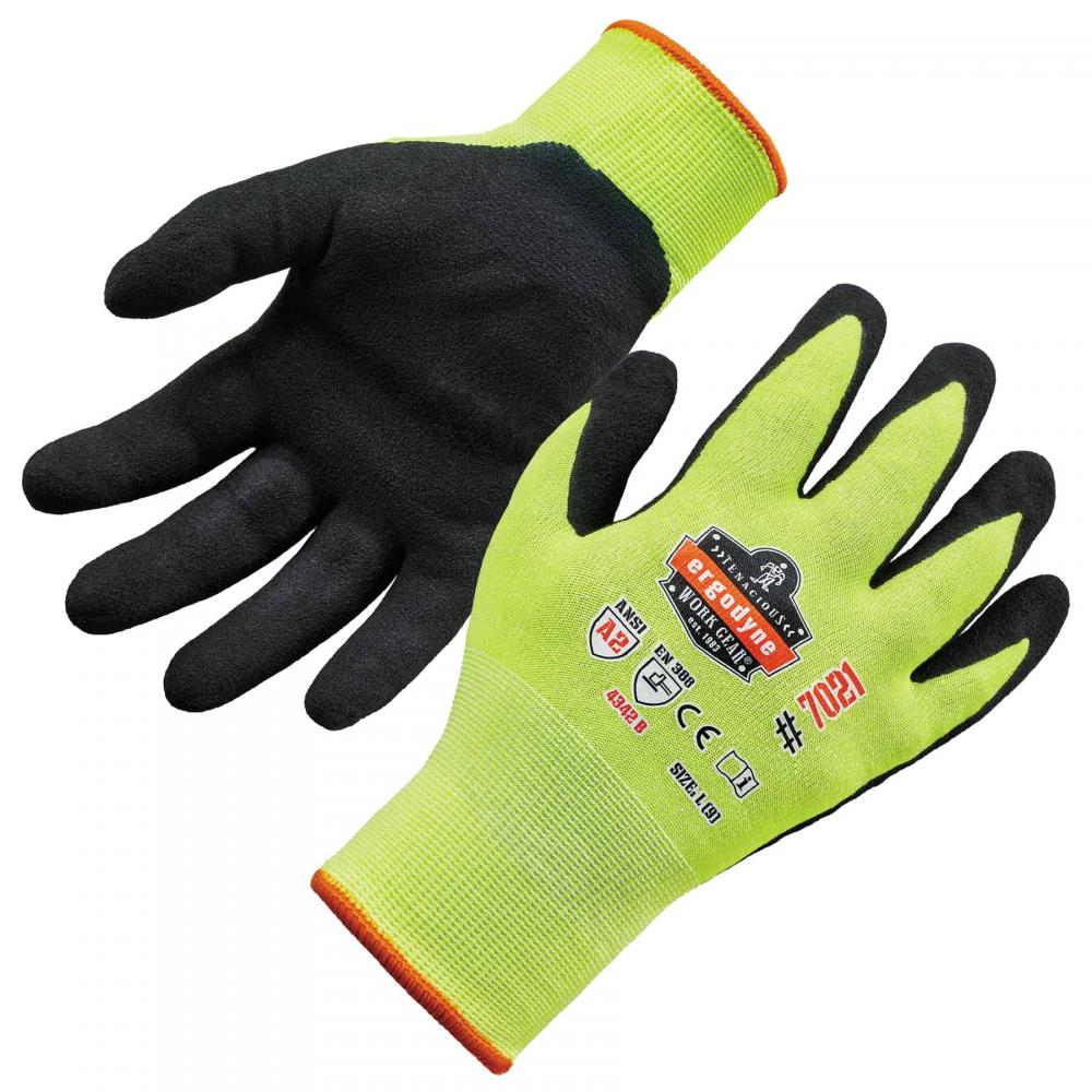 7021 1-pair M Lime Hi-Vis Nitrile Coated CR Gloves