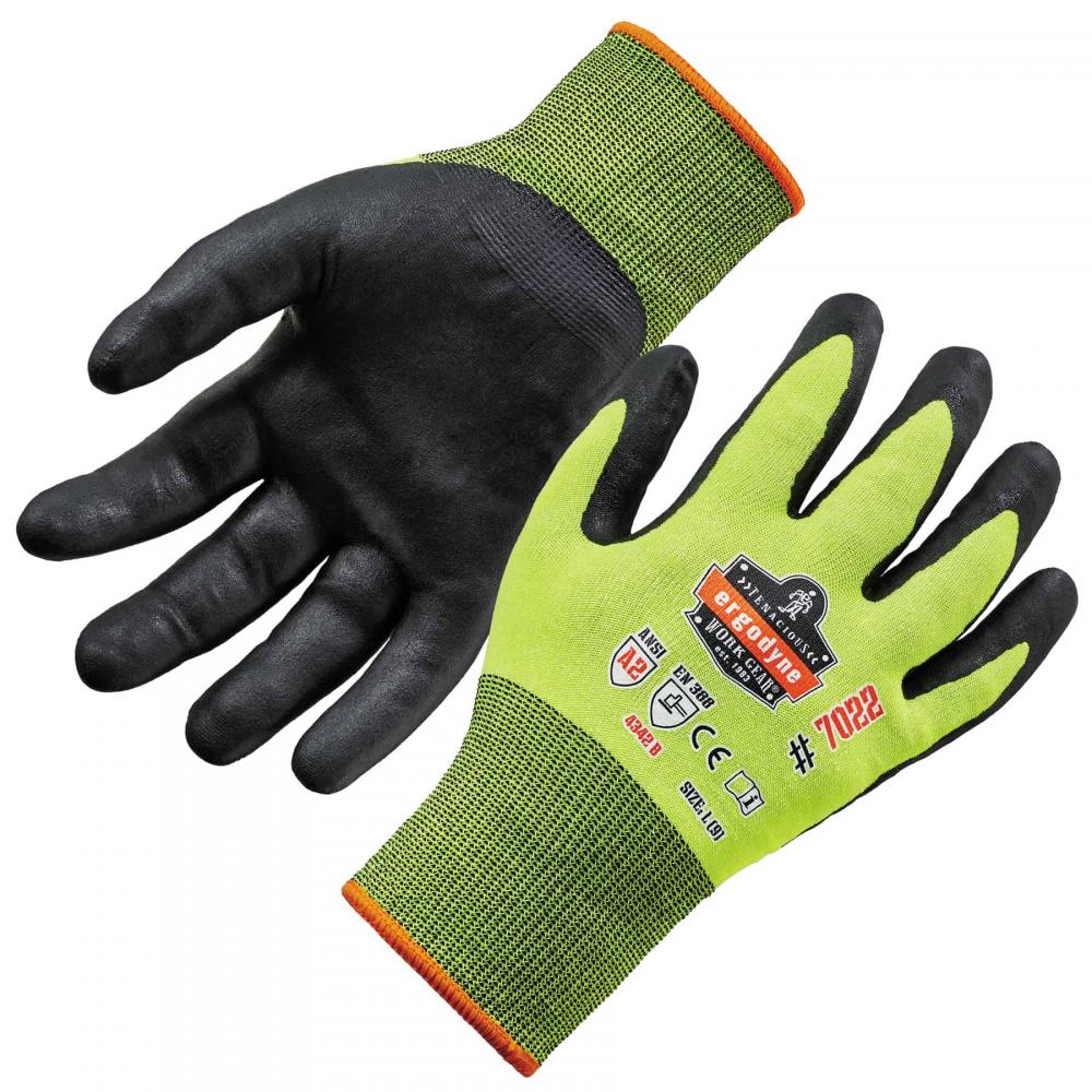 7022 1-pair L Lime ANSI A2 Coated CR Gloves DSX