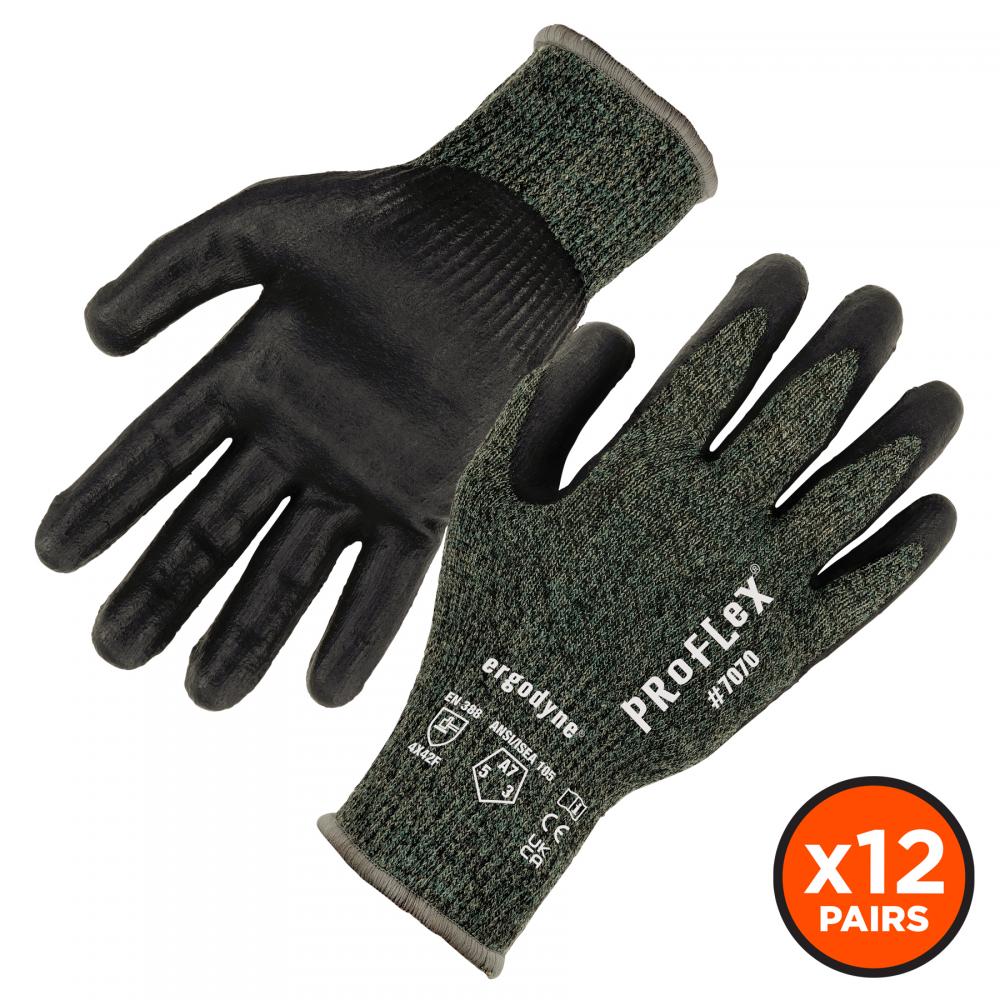 7070 12-pair L Green ANSI A7 Nitrile Coated CR Gloves