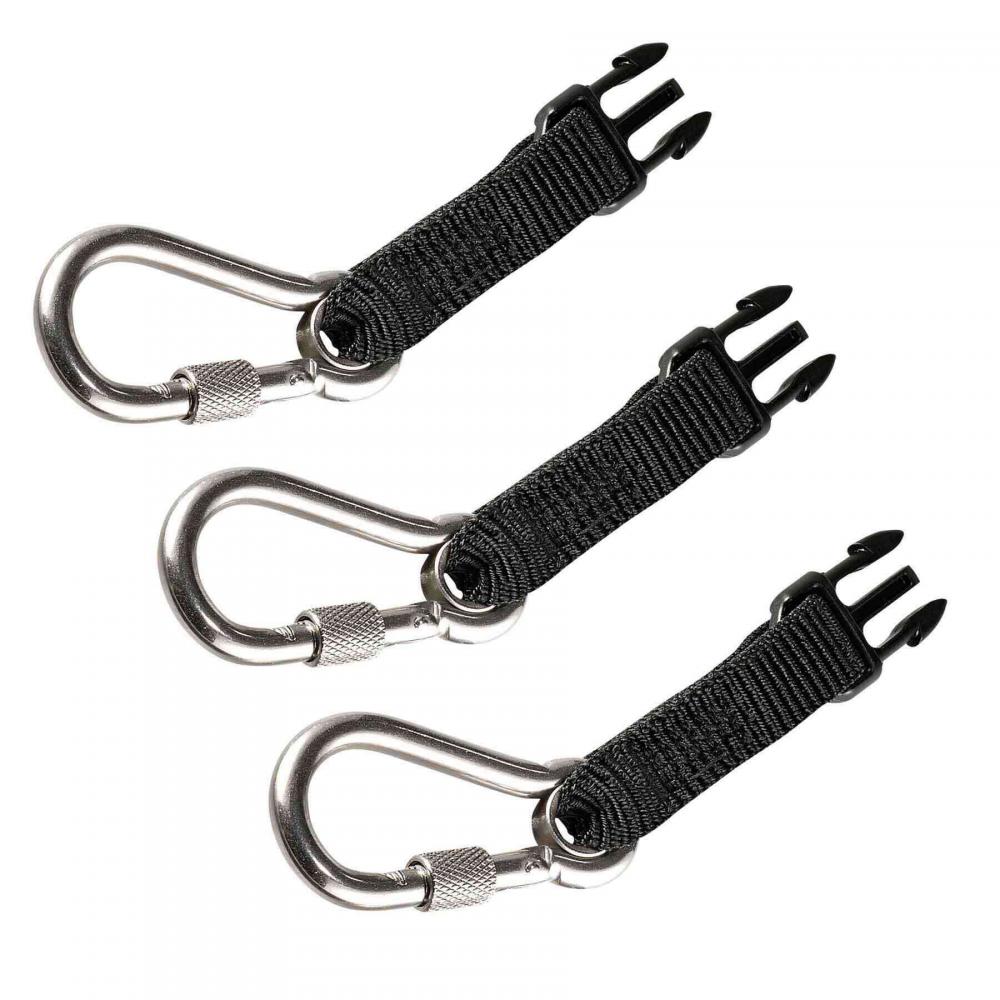 3025 Standard Black Accessory Retractables - SS Carabiners 3-pack