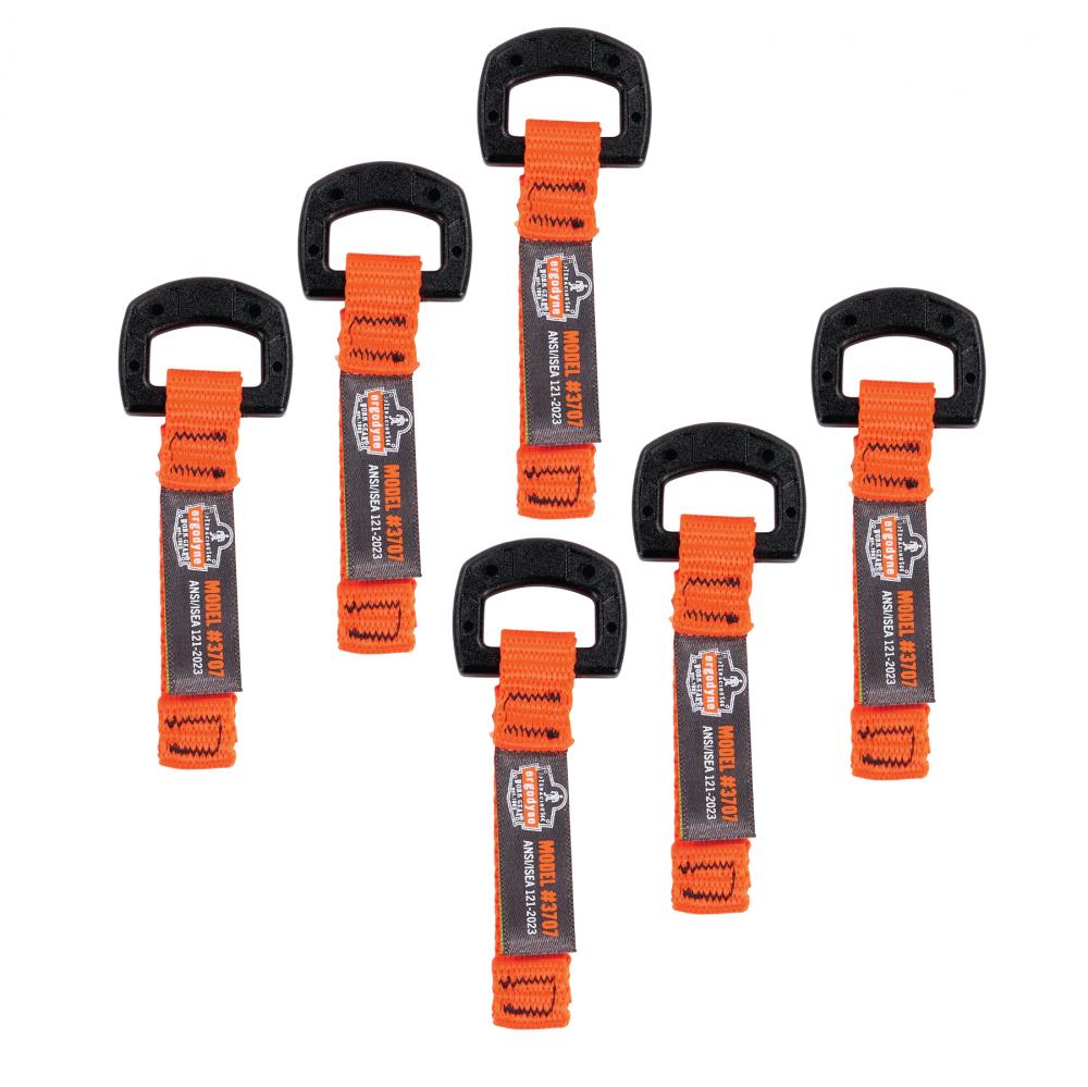 3707 6-pack Orange Web Tool Tether - Non Conductive D-Ring 6-Pack