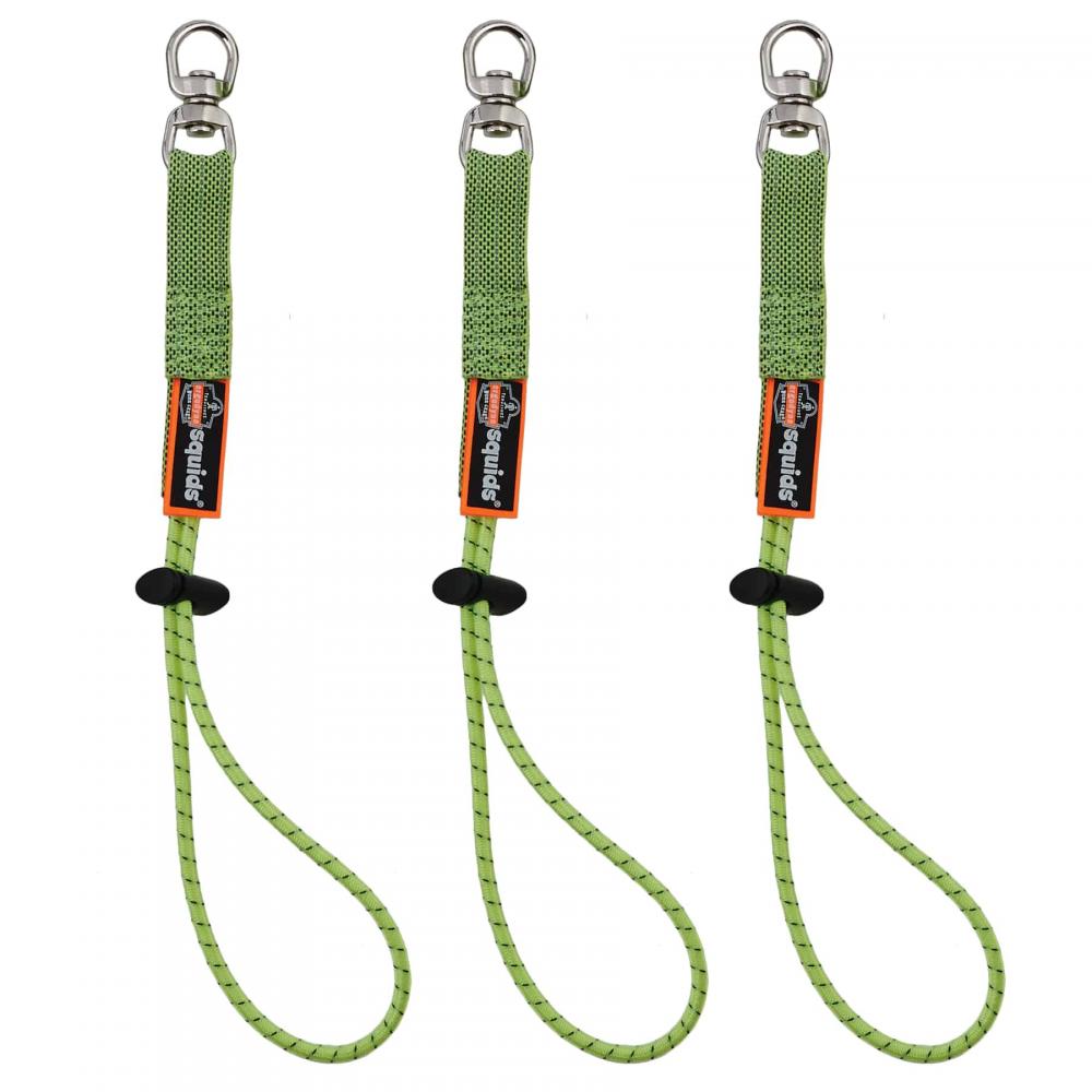 3713 3-pack Standard Lime Elastic Loop Tool Tails Swivel - 10lbs