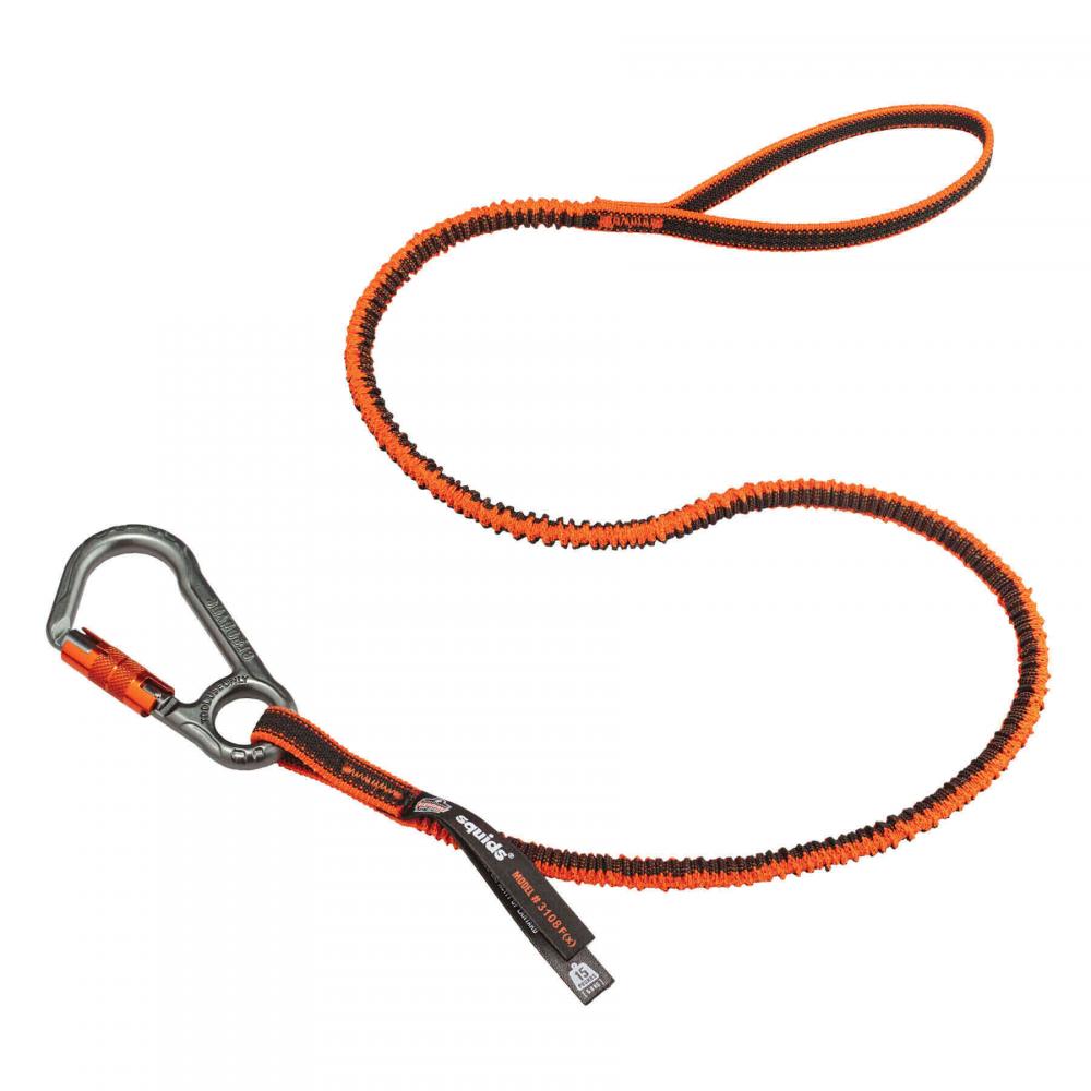 3108F(x) Standard Orange and Gray Lanyard - Locking Carabiner and Loop - 15lbs