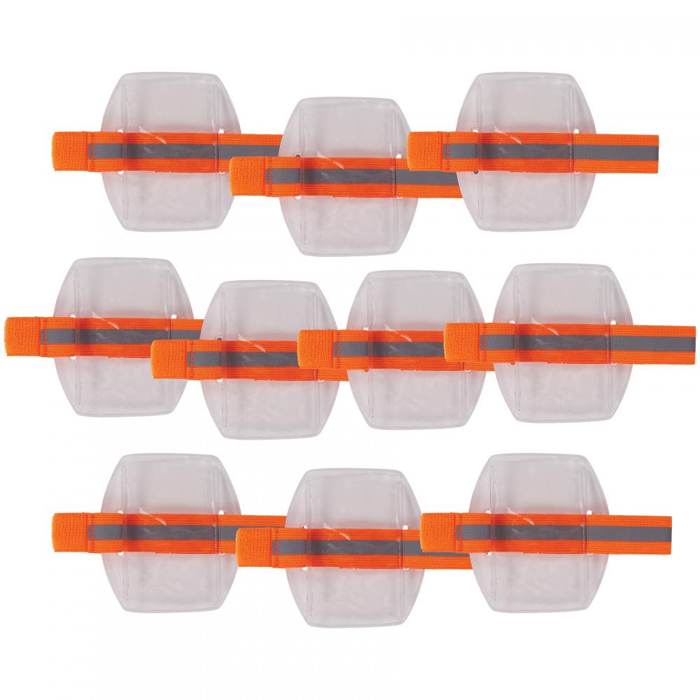 3386 10-pack Hi-Vis Orange Arm Band ID Badge Holder