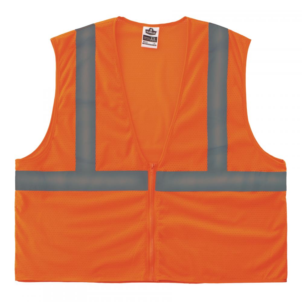 8205Z 2XL/3XL Orange Class 2 Super Economy Mesh Vest - Zipper