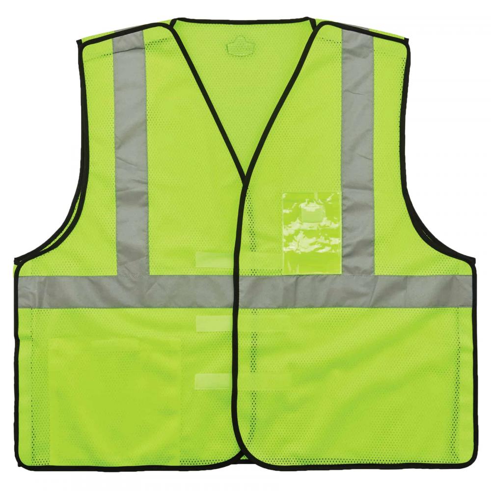 8216BA L/XL Lime Class 2 Breakaway Mesh Vest - ID Holder