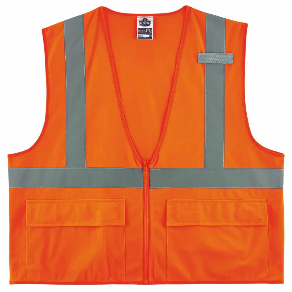 8225Z 2XL/3XL Orange Class 2 Standard Solid Vest - Zipper