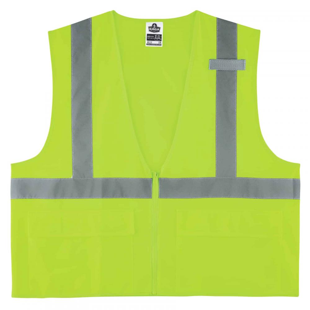 8225Z L/XL Lime Class 2 Standard Solid Vest - Zipper