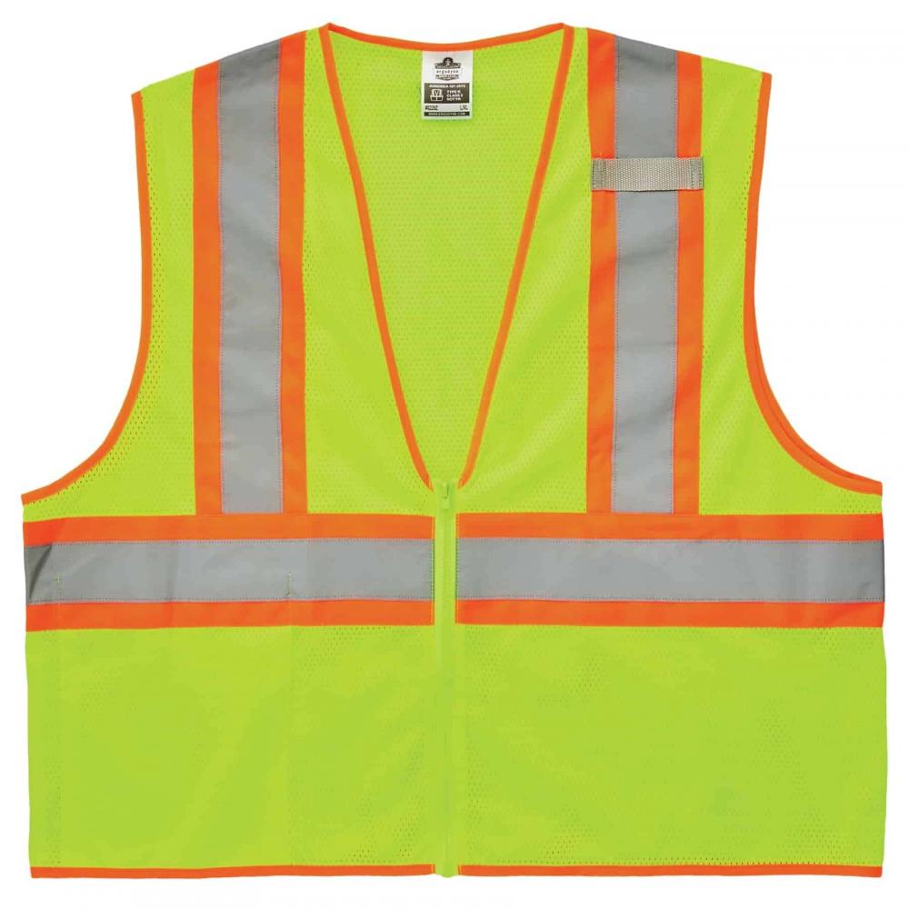 8229Z S/M Lime Class 2 Economy Two-Tone Vest - Zipper