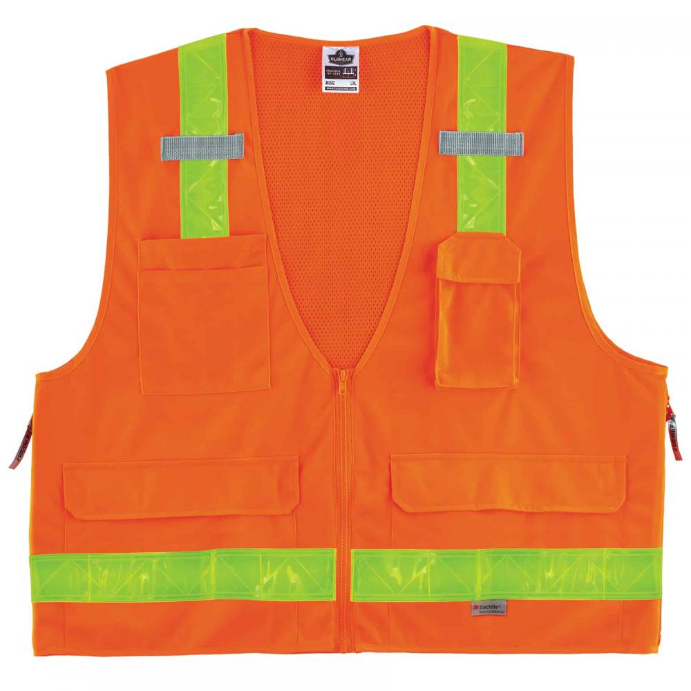 8250ZHG L/XL Orange Class 2 Surveyors Vest Combined Performance Tape