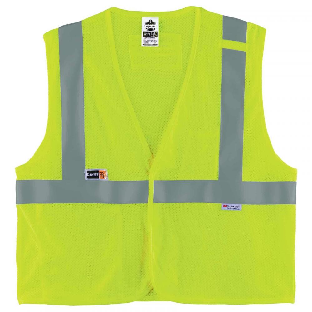 8260FRHL S/M Lime Class 2 FR Safety Vest - H+L