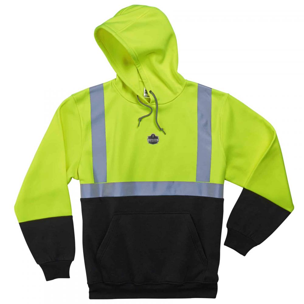 8293 L Lime Class 2 Hooded Sweatshirt Black Bottom