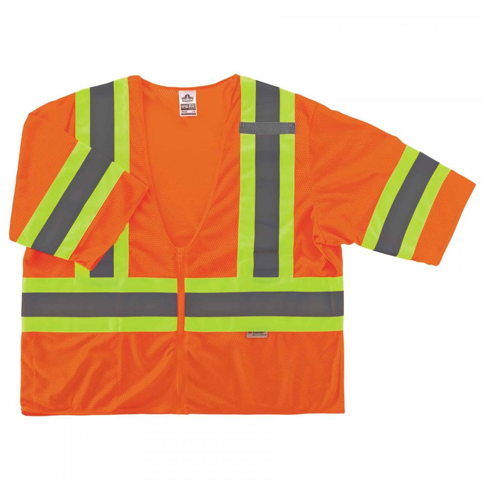 8330Z L/XL Orange Class 3 Two-Tone Vest - Zipper