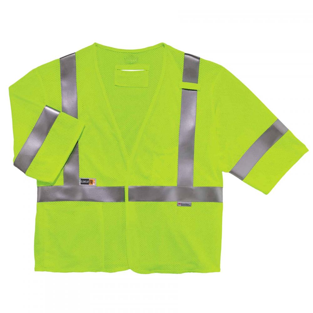 8356FRHL 2XL/3XL Lime Class 3 FR Safety Vest - Sleeves - H+L