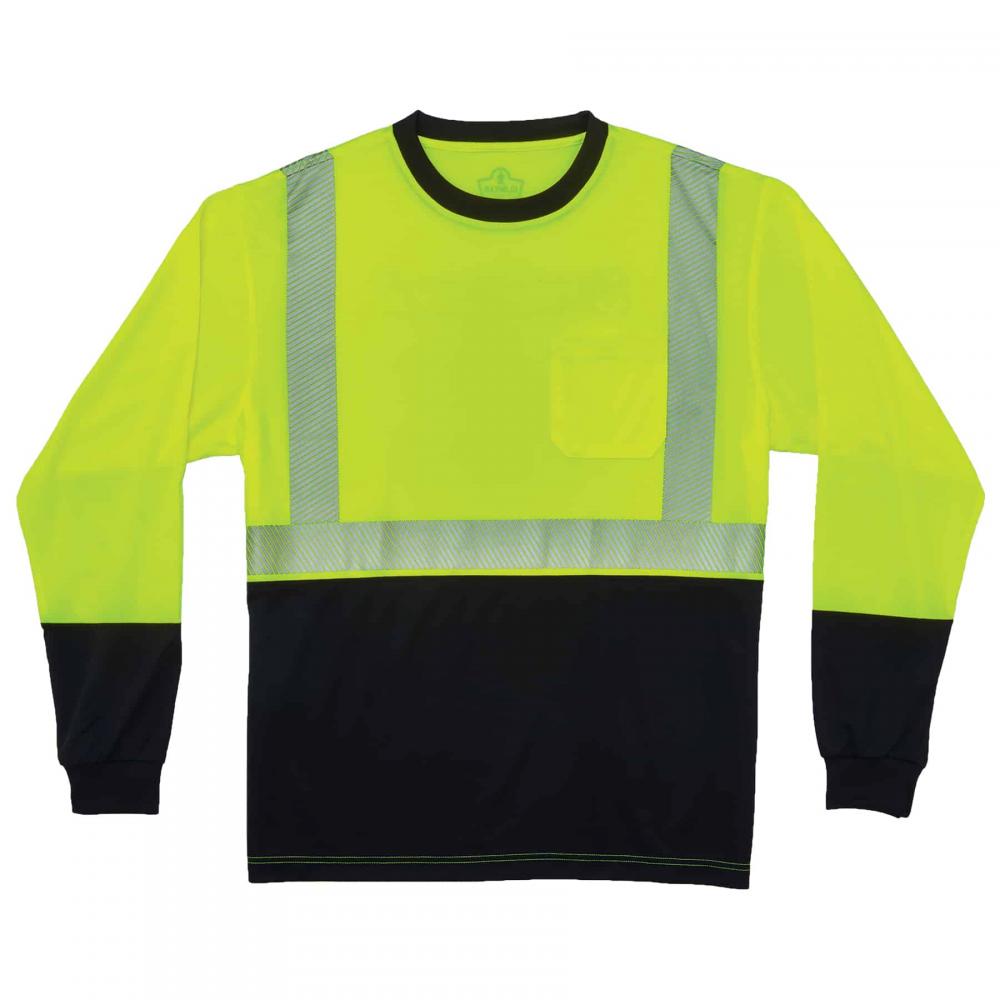 8281BK M Lime Class 2 Long Sleeve Shirt Black Bottom