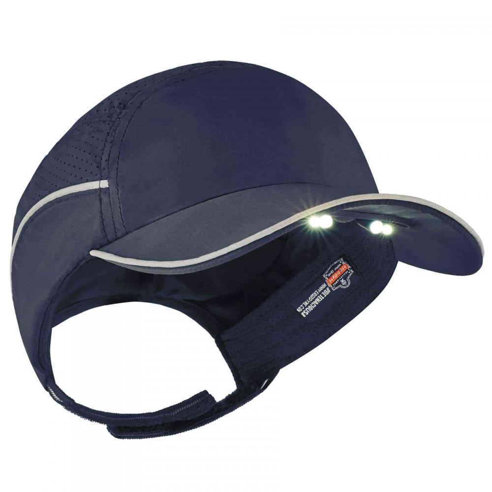 8965 Long Brim Navy Lightweight Bump Cap Hat + LED Lighting