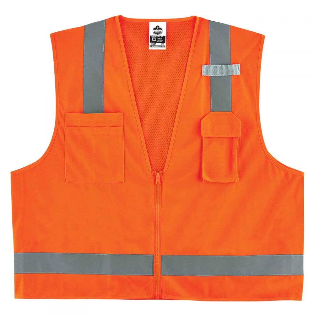 8249Z CLASS 2 SURVEYORS VEST C / W ZIPPER ORANGE L / XL / GLOWEA