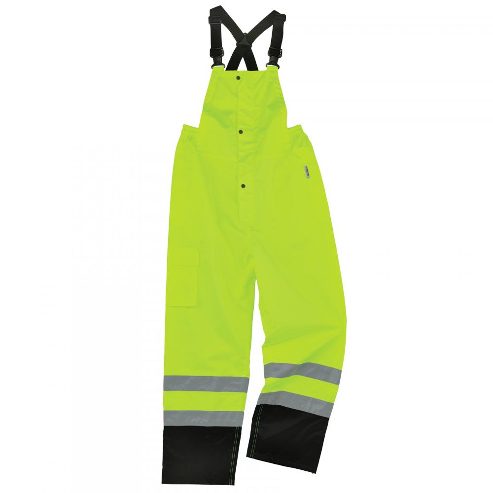 8918BK 4XL Lime Class E Hi-Vis Rain Bibs Black Bottom