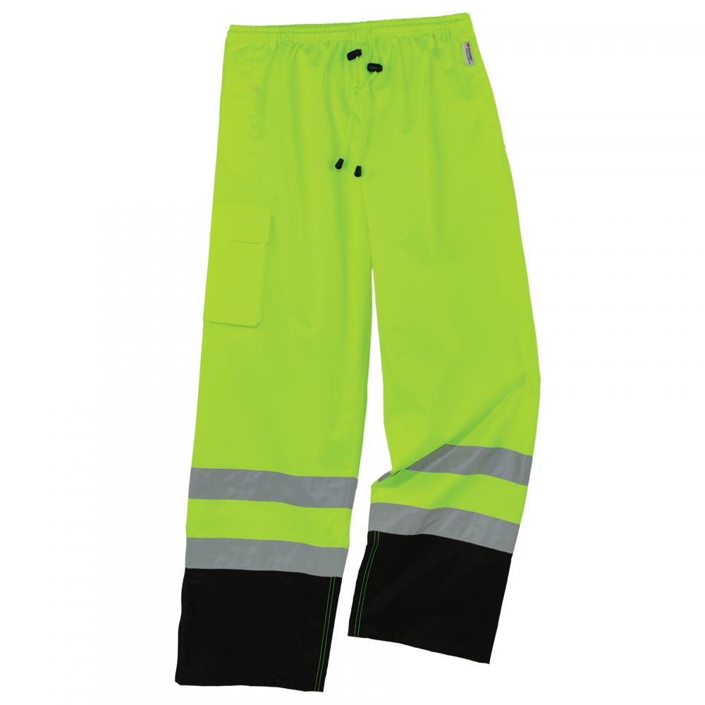 8915BK M Lime Class E Hi-Vis Rain Pants Black Bottom