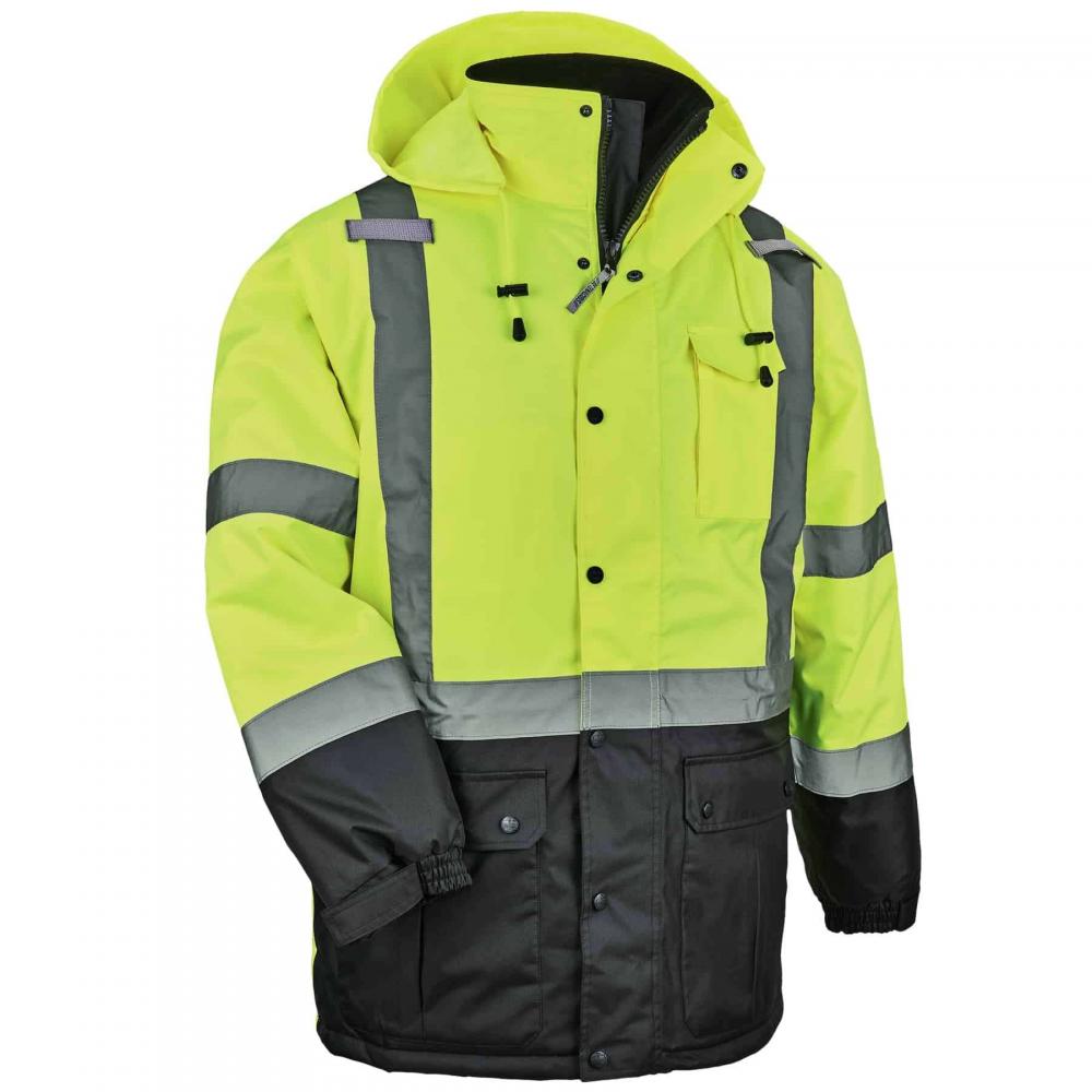 8384 S Lime Hi-Vis Winter Jacket Quilted Parka