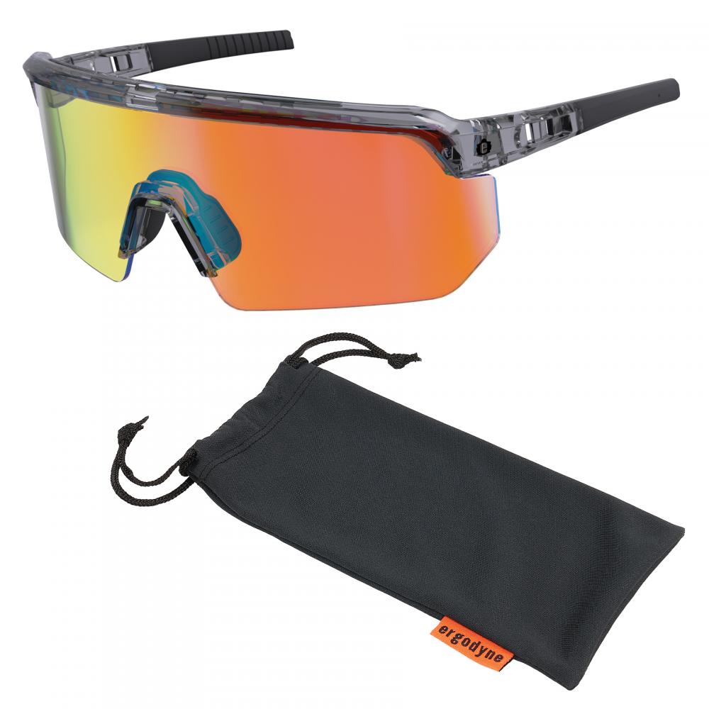 AEGIR-AFASPM Clear Smoke Frame Orange Mirror Lens Safety Glasses - AFAS Polarized Mirrored