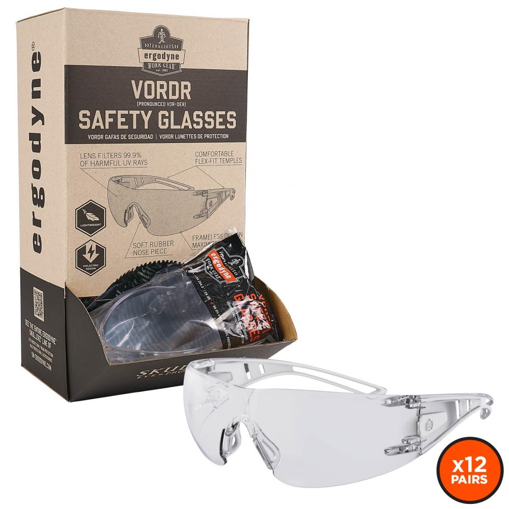 VORDR 12-pack Clear Lens Safety Glasses - Frameless