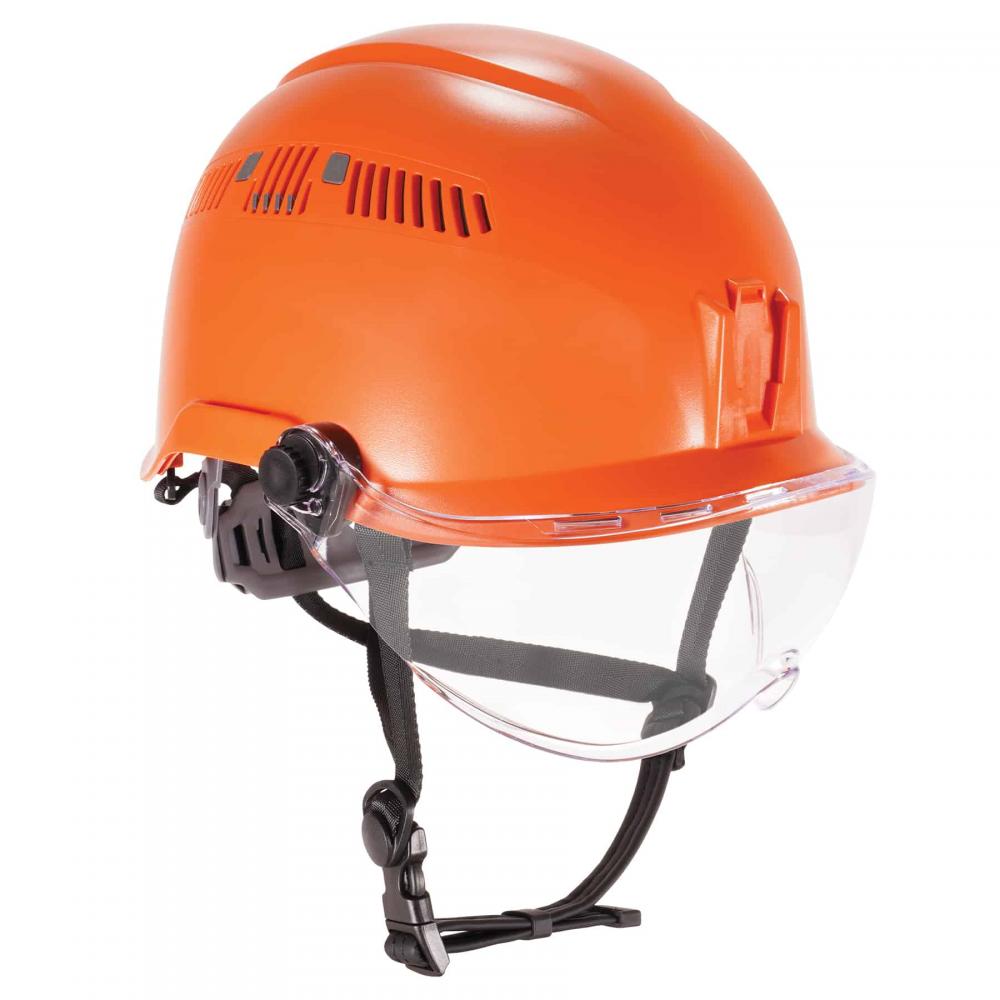 8975V Anti-Fog Clear Lens Orange Safety Helmet with Visor Vented Type 1 Class C