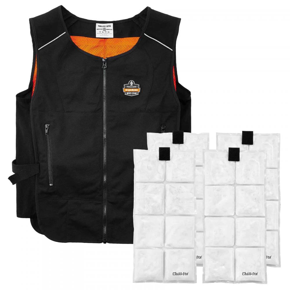 6260 2XL/3XL Black Lightweight Phase Change Cooling Vest and Packs