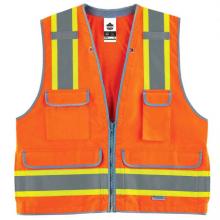 Ergodyne 21459 - 8254HDZ 4XL/5XL Orange Two-Tone Zipper Heavy-Duty Surveyors Vest