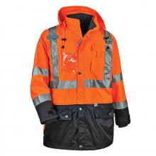 Ergodyne 25552 - 8388 S Orange 4-in-1 Hi-Vis Winter Jacket Parka Black Bottom