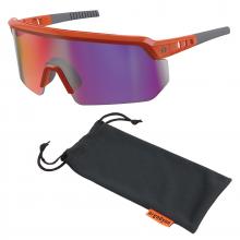 Ergodyne 55019 - AEGIR-MI Orange Frame Purple Mirror Lens Safety Glasses - Mirrored