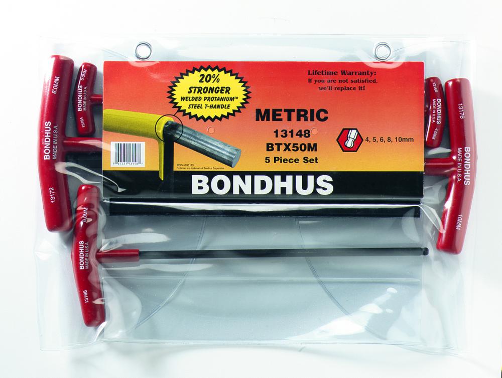 BONDHUS 5PC METRIC T HANDLE SET 4-10 MM