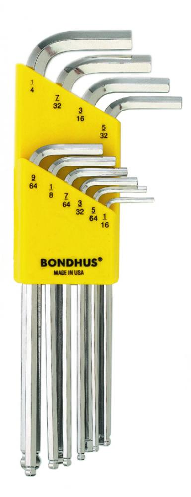 BONDHUS 10PC (1/16-1/4&#34;) BRITEGUARD BALLPOINT L-WRENCH SET